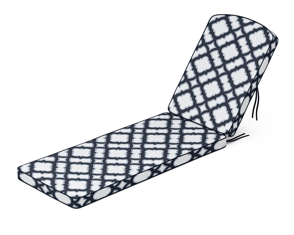 POLYWOOD Chinoiserie Chaise Cushion in Trellis Marine Indigo