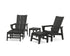 POLYWOOD 5-Piece Modern Grand Upright Adirondack Set with Ottomans and Side Table in Black