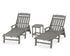 POLYWOOD Cottage 3-Piece Chaise Set with Arms in Slate Grey