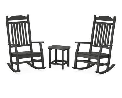 POLYWOOD Cottage Rocking Chair 3-Piece Set in Black
