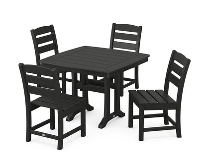 POLYWOOD Lakeside Side Chair 5-Piece Dining Set with Trestle Legs - 37" Table in Black