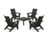 POLYWOOD 5-Piece Modern Grand Adirondack Chair Conversation Group in Black