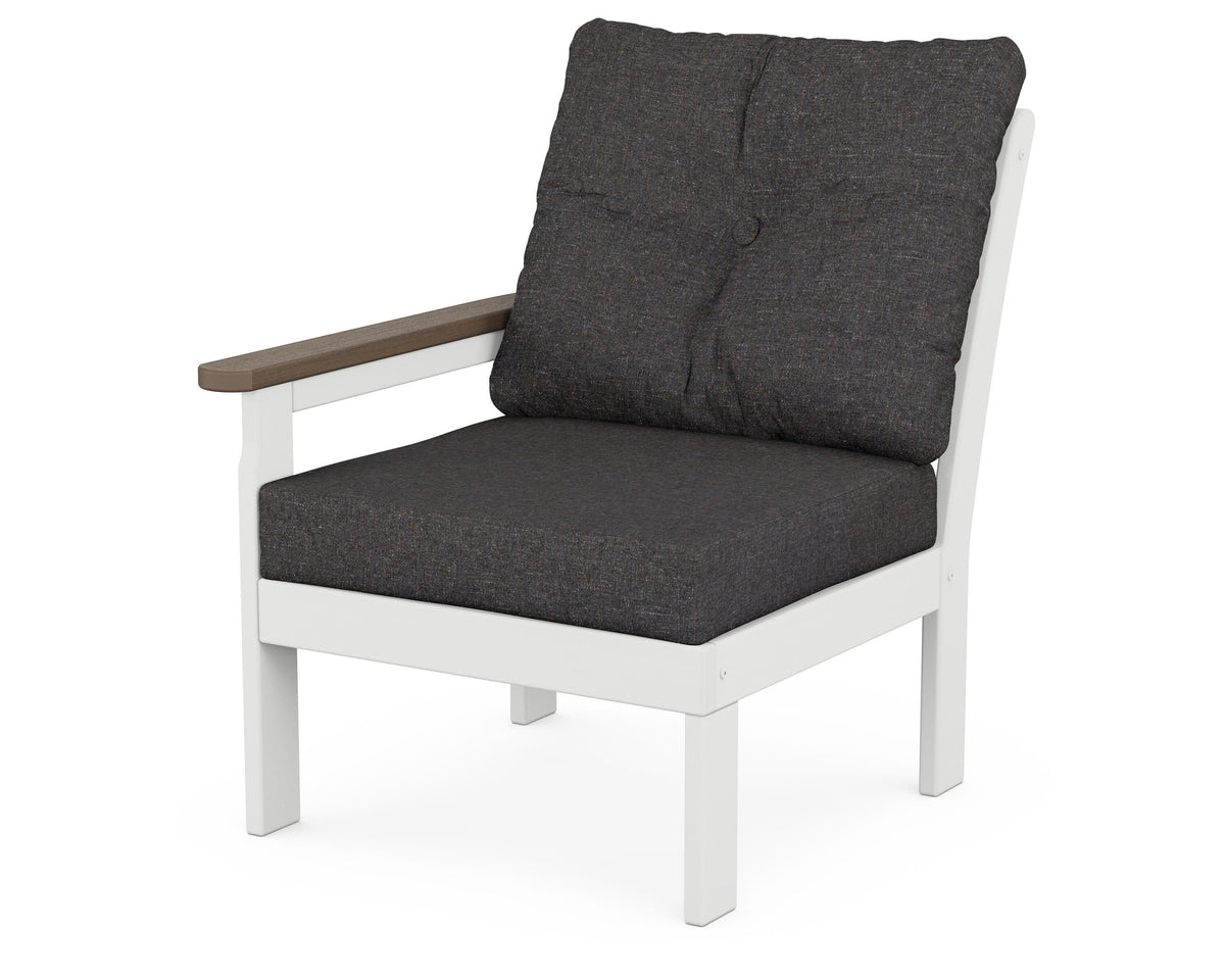 POLYWOOD Vineyard Modular Left Arm Chair in White / Kona / Ash Charcoal