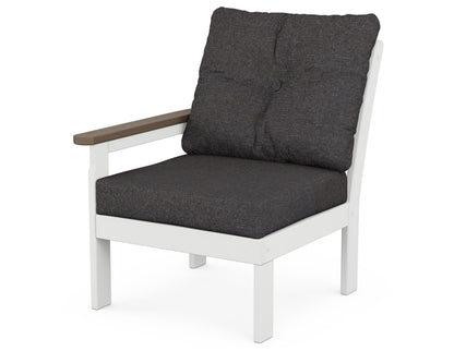 POLYWOOD Vineyard Modular Left Arm Chair in White / Kona / Ash Charcoal