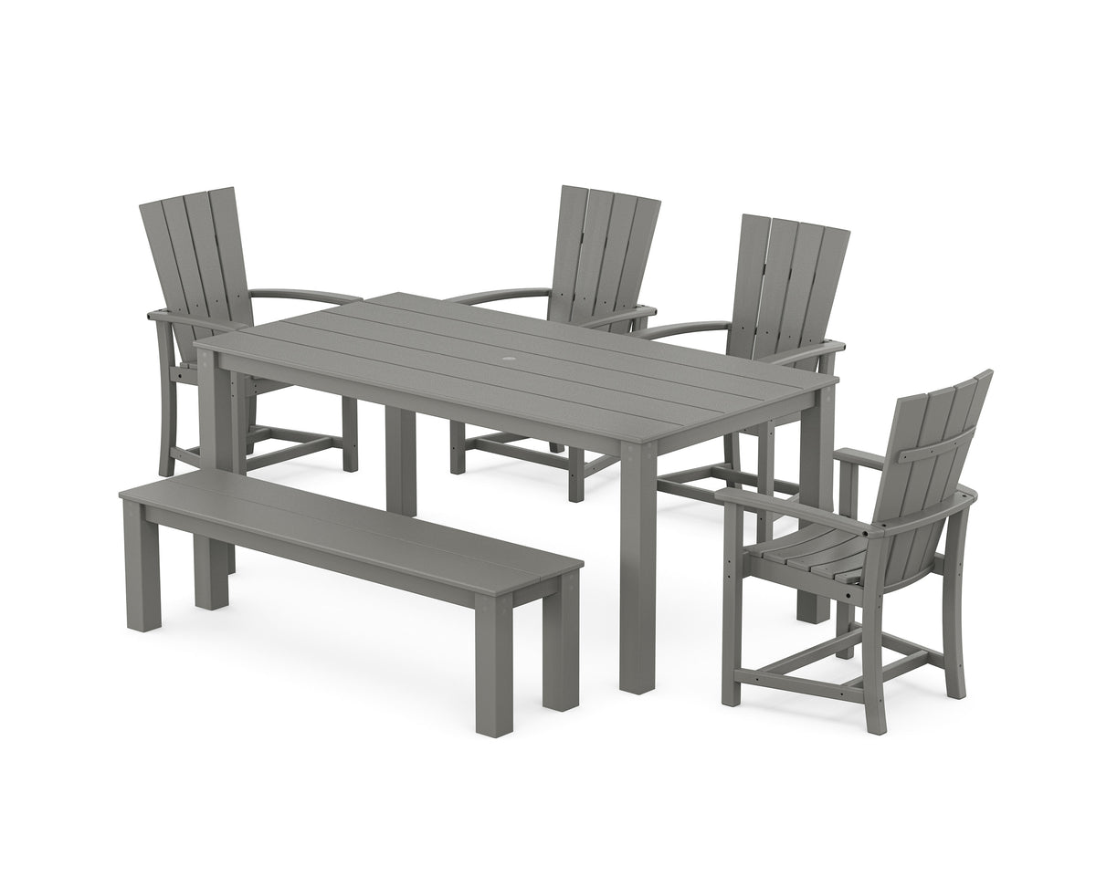 POLYWOOD Quattro 6-Piece Parsons Dining Set with Bench in Slate Grey
