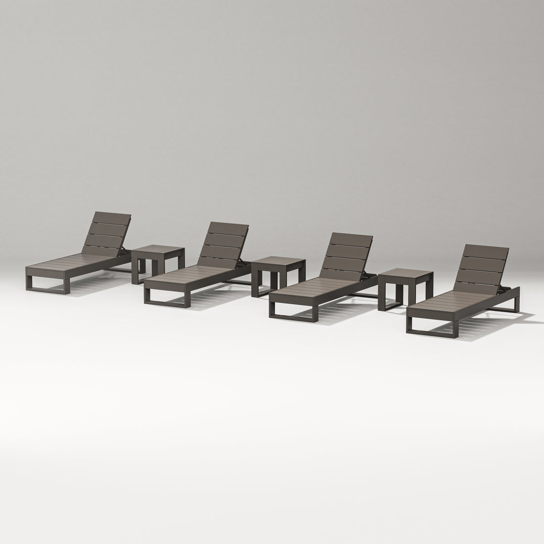 POLYWOOD PW Designer Series Latitude 7-Piece Lounge Chaise Set in Vintage Coffee