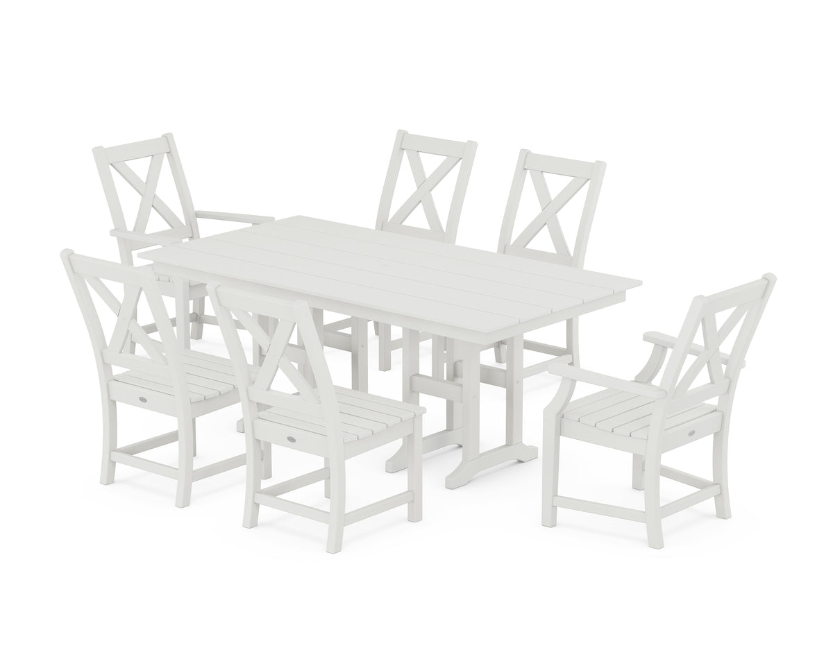 POLYWOOD Braxton 7-Piece Farmhouse Dining Set in Vintage White