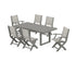 POLYWOOD Coastal Folding Chair 7-Piece Dining Set with Trestle Legs with EDGE 40" x 78" Dining Table in Slate Grey / Birch