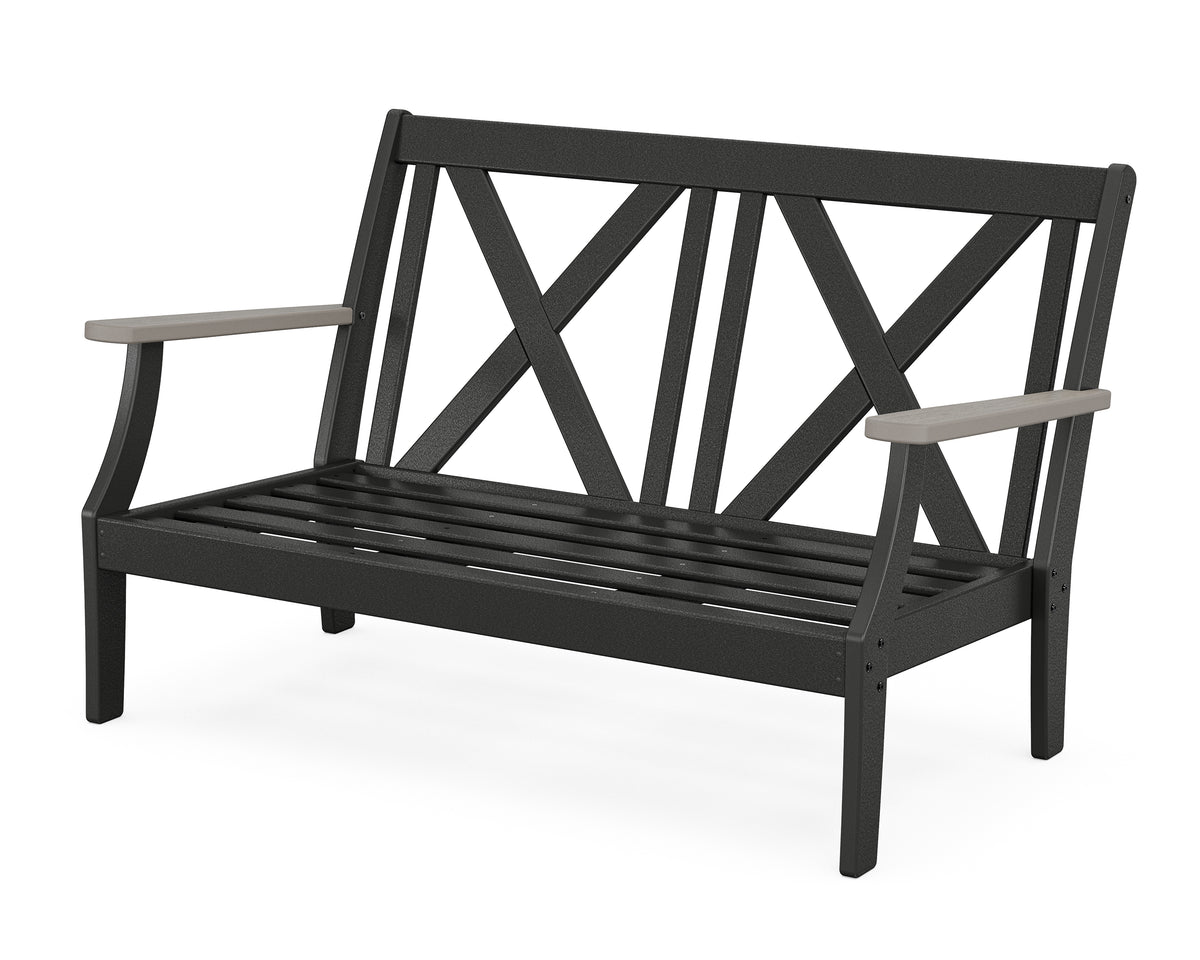 POLYWOOD Braxton Deep Seating Loveseat Frame in Black / Driftwood