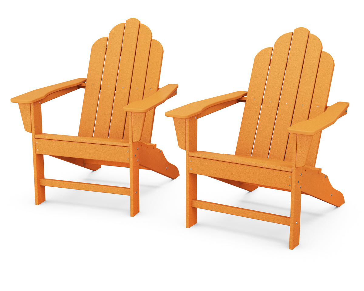 POLYWOOD Long Island Adirondack 2-Piece Set in Tangerine