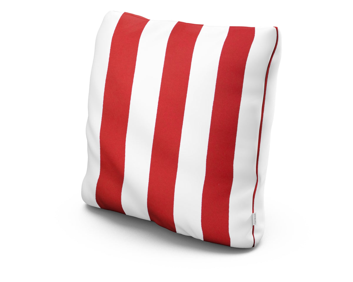POLYWOOD 22" Outdoor Throw Pillow in Cabana Stripe Crimson