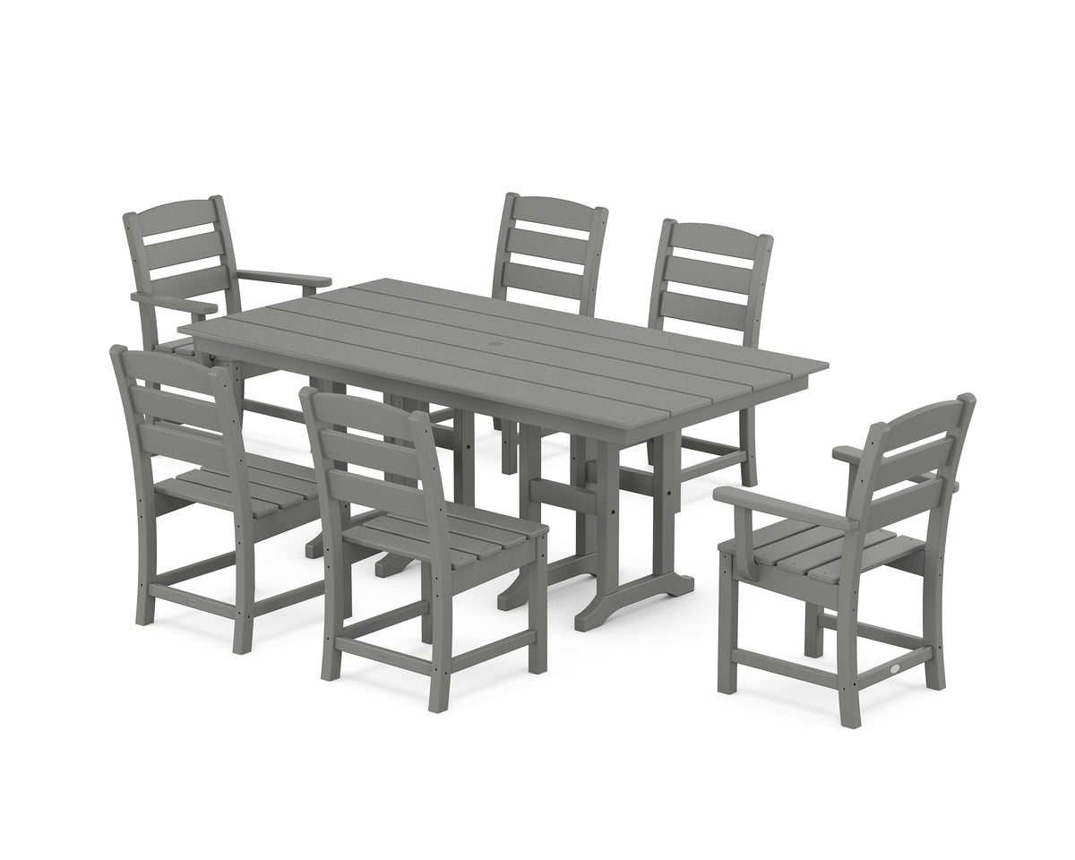 POLYWOOD Lakeside 7-Piece Farmhouse Dining Set in Slate Grey