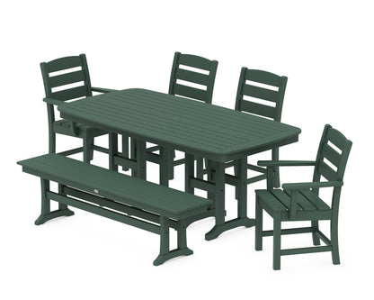 POLYWOOD Lakeside 6-Piece Dining Set with Bench - 37" x 72" Table in Green
