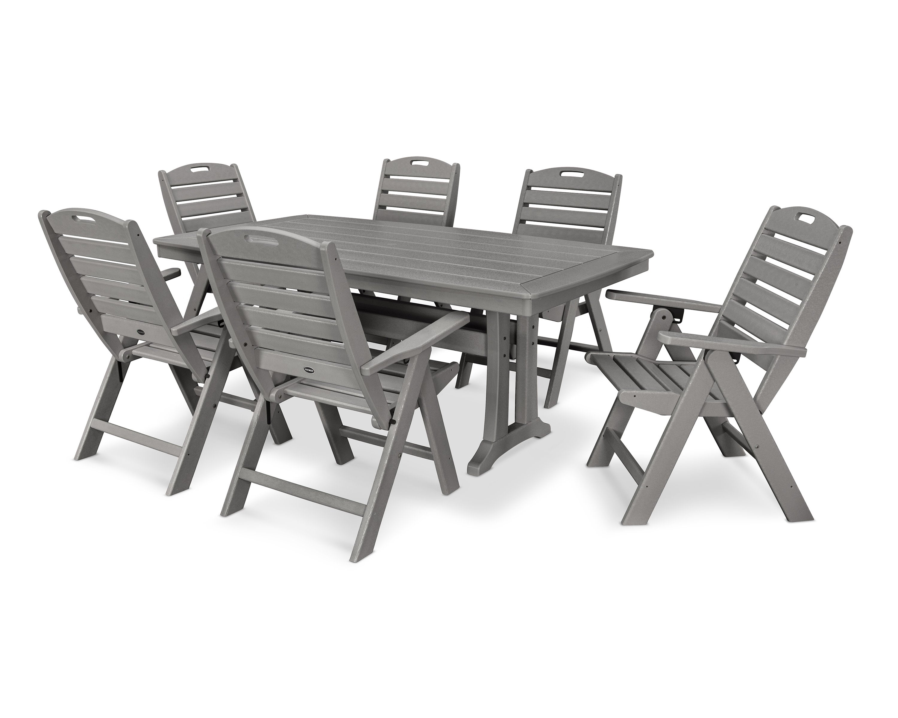 POLYWOOD Nautical Folding Highback Chair 7-Piece Dining Set with ...