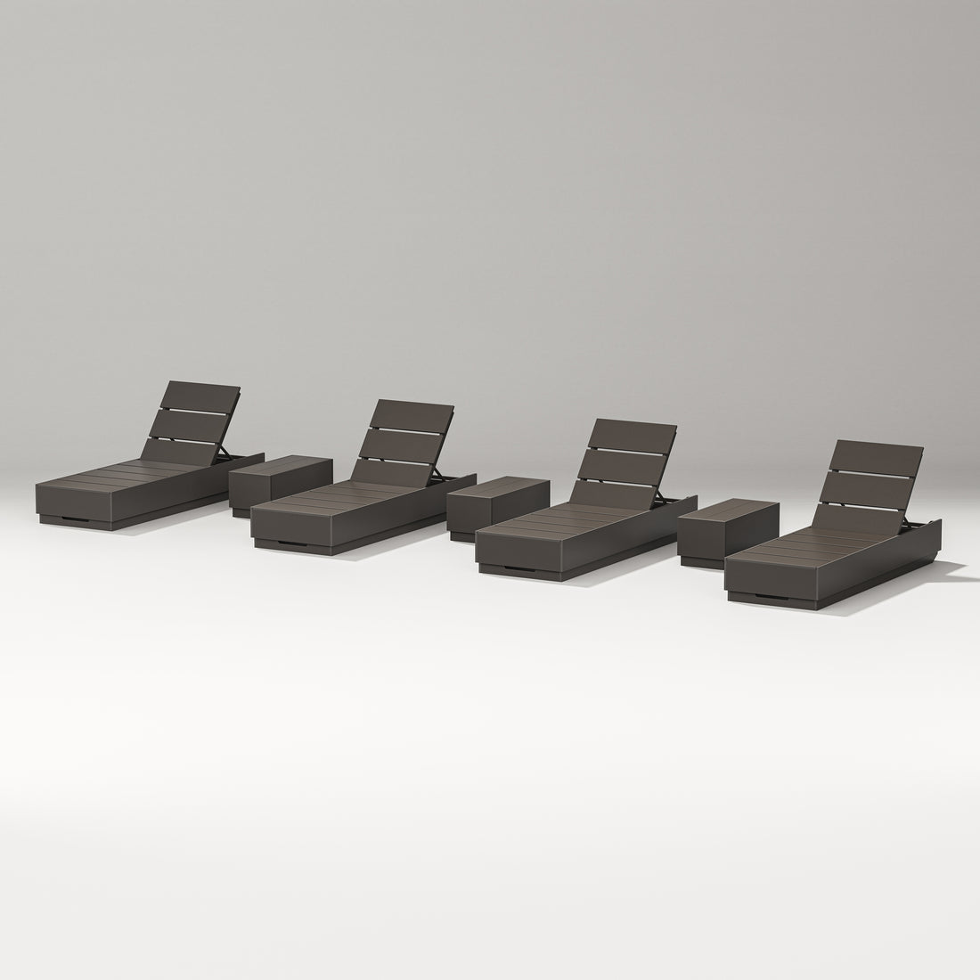 POLYWOOD PW Designer Series Elevate 7-Piece Chaise Lounge Set in Vintage Coffee