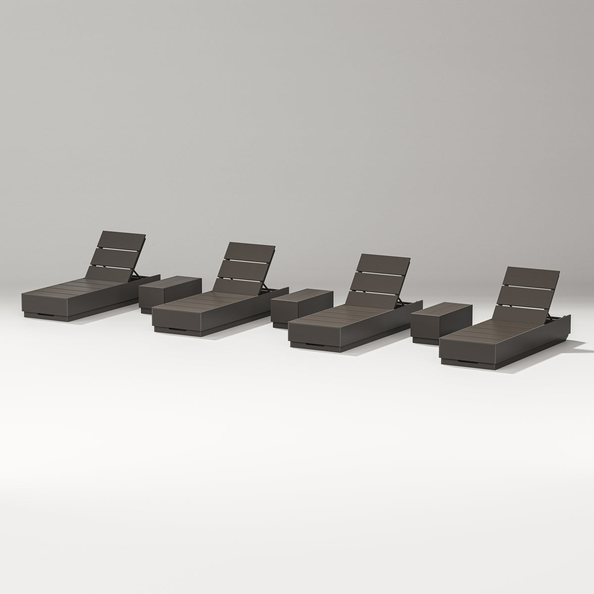 POLYWOOD PW Designer Series Elevate 7-Piece Chaise Lounge Set in Vintage Coffee
