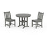 POLYWOOD Traditional Garden Side Chair 3-Piece Round Dining Set in Slate Grey