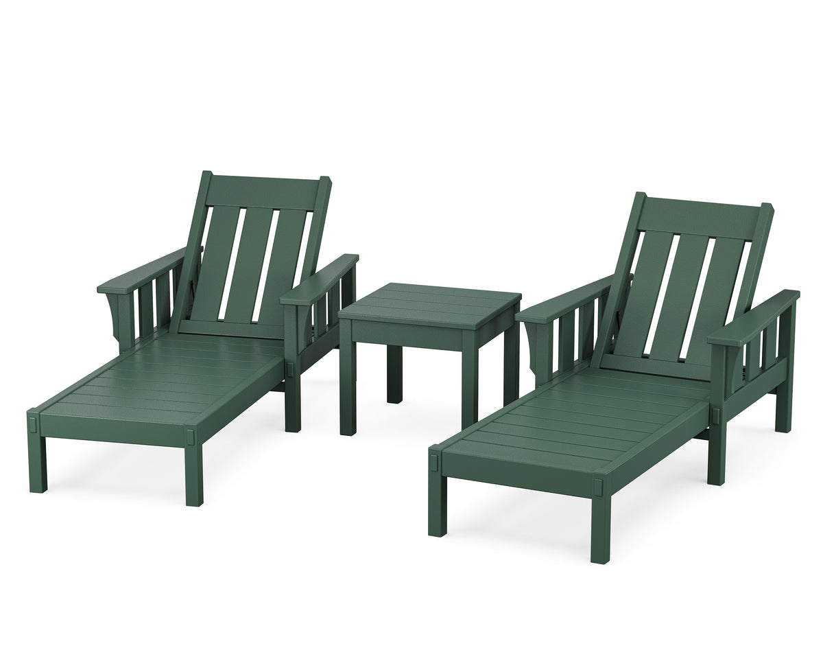 POLYWOOD Acadia 3-Piece Chaise Set in Green