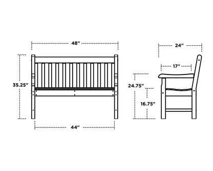 POLYWOOD Rockford 48" Bench dimensions