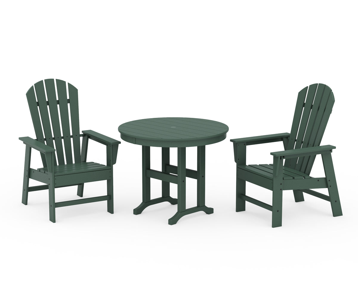 POLYWOOD South Beach 3-Piece Round Farmhouse Dining Set in Green