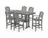POLYWOOD Savannah 7-Piece Bar Set with Trestle Legs in Slate Grey