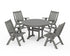 POLYWOOD Vineyard Folding Chair 5-Piece Round Dining Set with Trestle Legs in Slate Grey