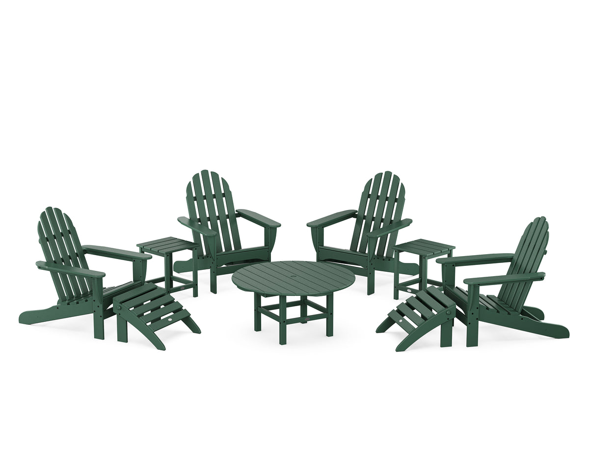POLYWOOD Classic Adirondack Chair 9-Piece Conversation Set in Green