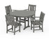 POLYWOOD Oxford 5-Piece Round Farmhouse Dining Set in Slate Grey