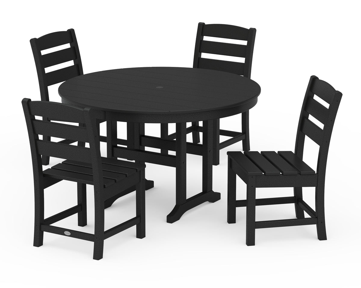 POLYWOOD Lakeside 5-Piece Farmhouse Side Chair Dining Set in Black