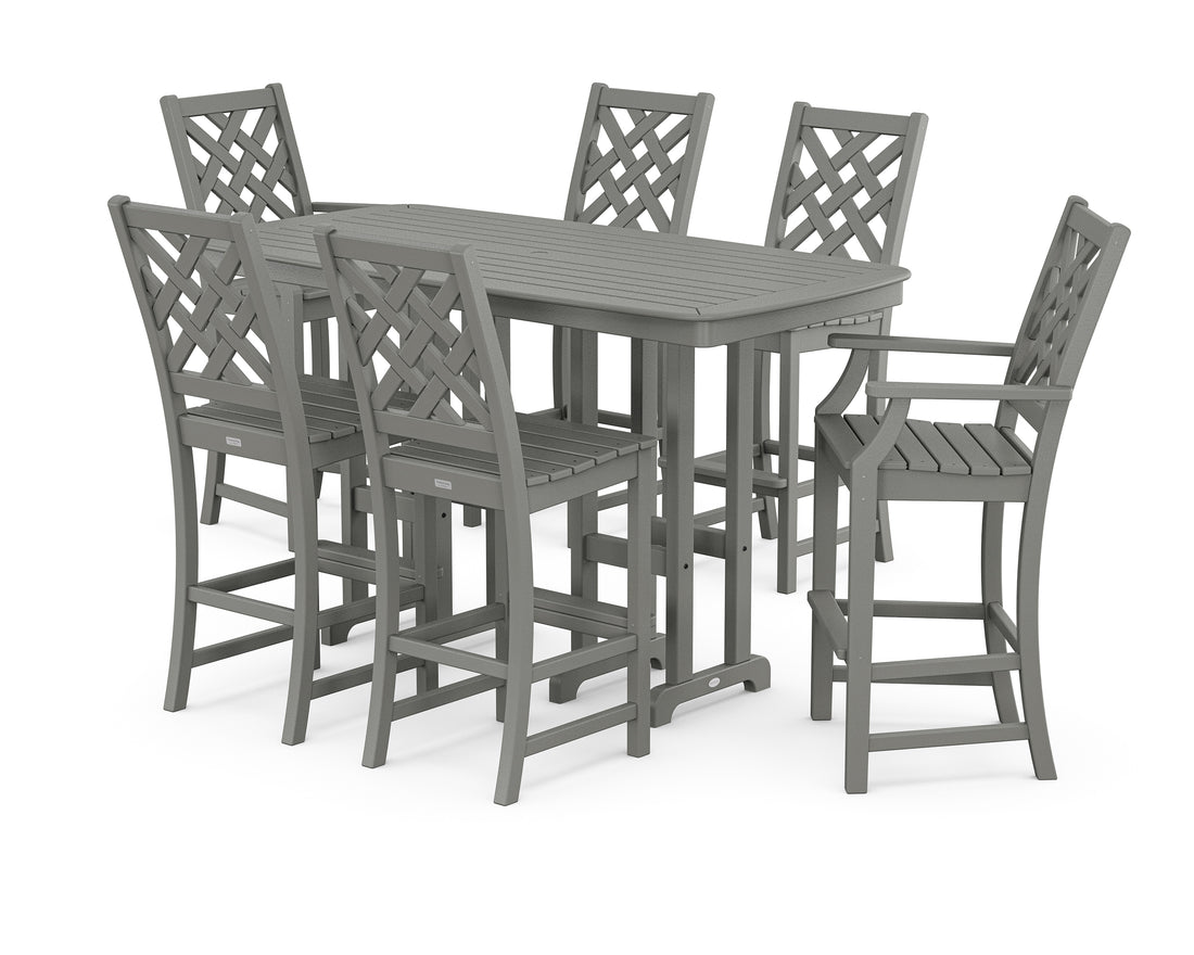 POLYWOOD Country Living Wovendale 7-Piece Bar Set in Slate Grey
