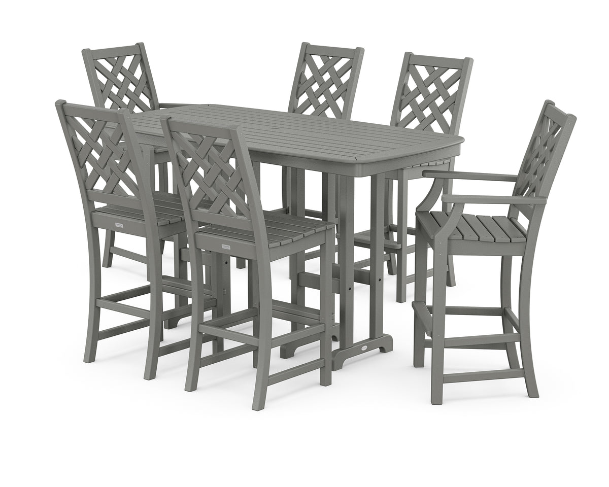 POLYWOOD Country Living Wovendale 7-Piece Bar Set in Slate Grey