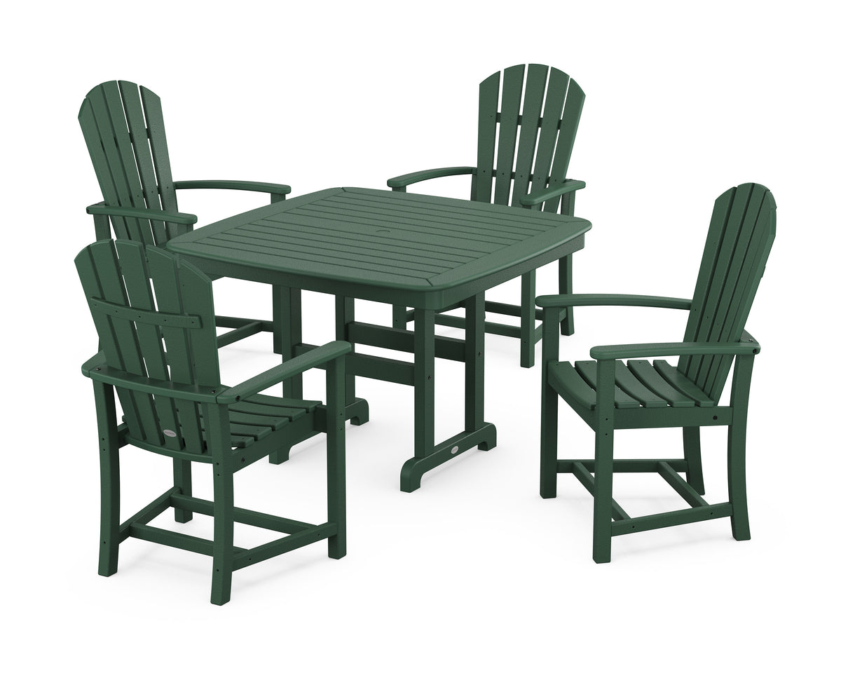 POLYWOOD Palm Coast 5-Piece Dining Set with Trestle Legs - 44" Table in Green
