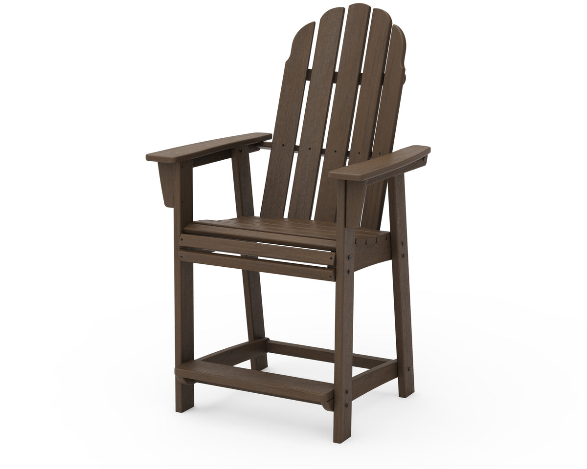 POLYWOOD Vineyard Curveback Adirondack Counter Chair in Kona