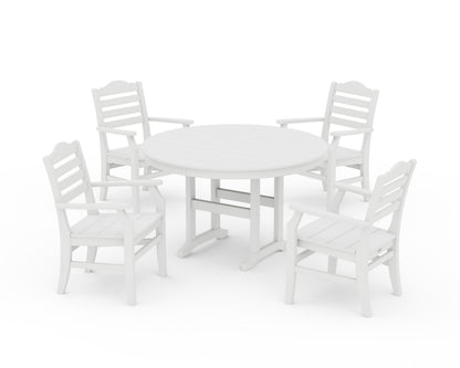 POLYWOOD Savannah 5-Piece Round Farmhouse Dining Set in White