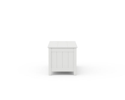 Side view of the POLYWOOD Vineyard 48" Storage Bench in White