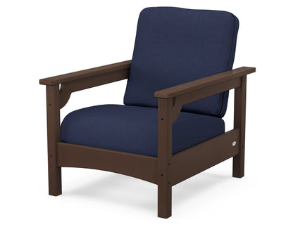 POLYWOOD Club Chair in Mahogany / Spectrum Indigo