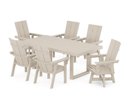 POLYWOOD Modern Adirondack 7-Piece Dining Set in Sand