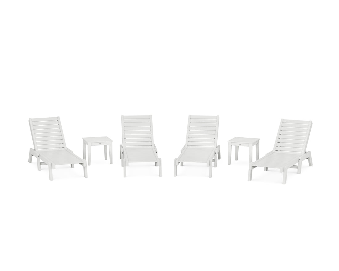 POLYWOOD Captain Chaise 6-Piece Set in White