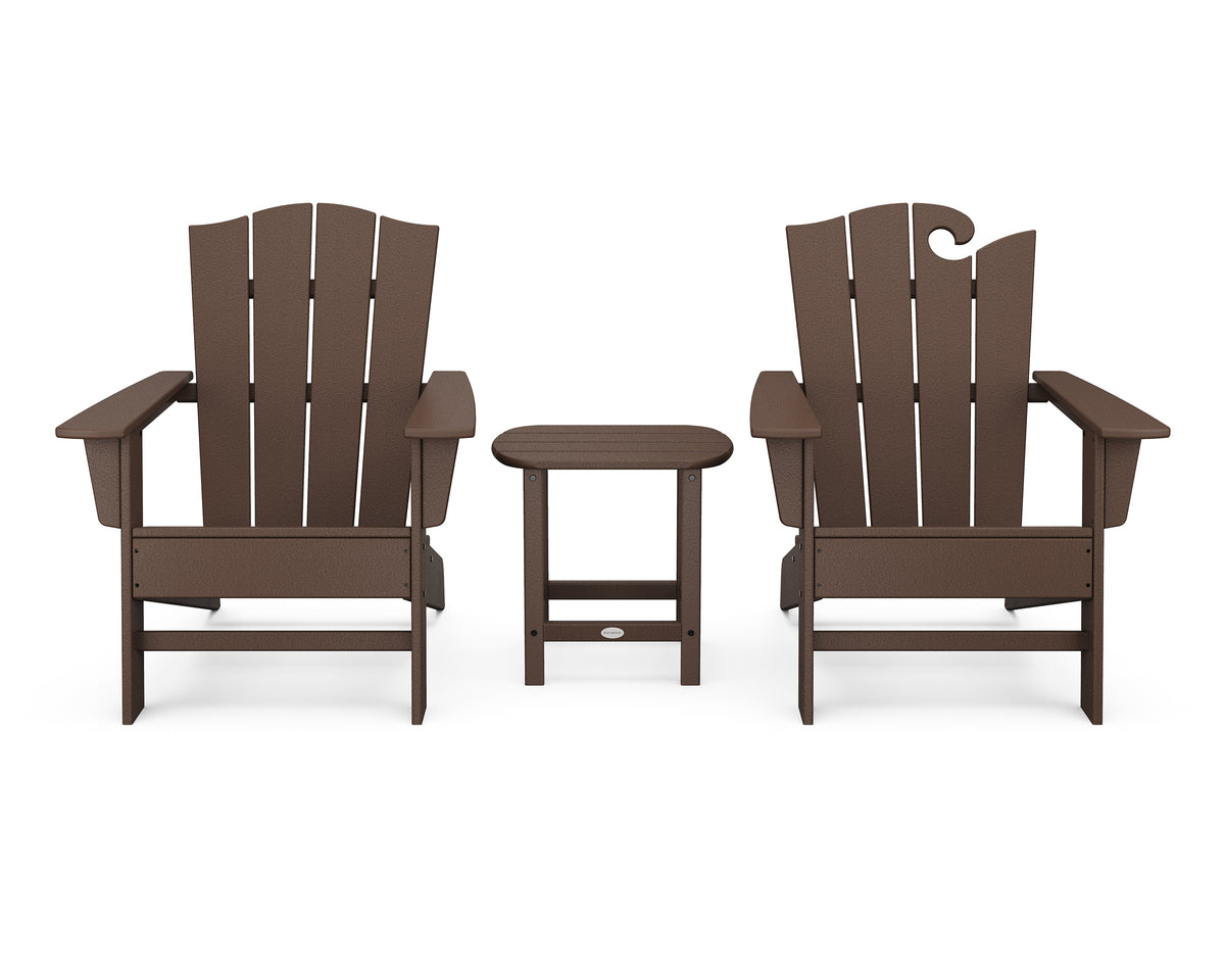 POLYWOOD Wave Collection 3-Piece Set in Mahogany