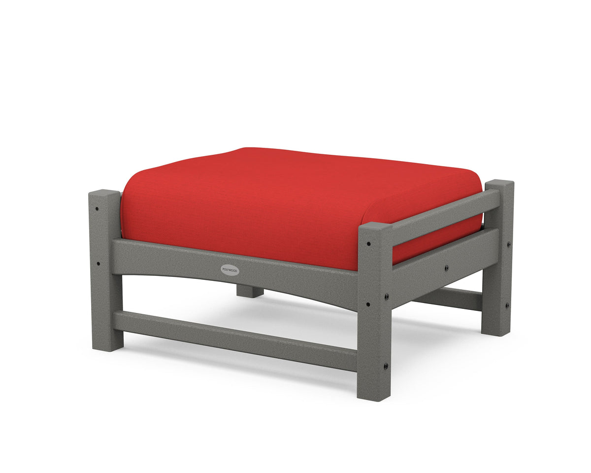 POLYWOOD Club Ottoman in Slate Grey / Crimson Linen