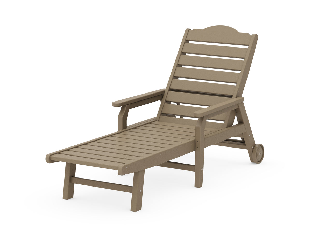 POLYWOOD Savannah Chaise with Arms and Wheels in Vintage Sahara