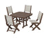 POLYWOOD Coastal Folding Side Chair 5-Piece Dining Set with Nautical 44" Dining Table in Mahogany / Birch