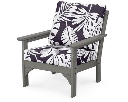 POLYWOOD Vineyard Deep Seating Chair in Slate Grey / Leaf Navy