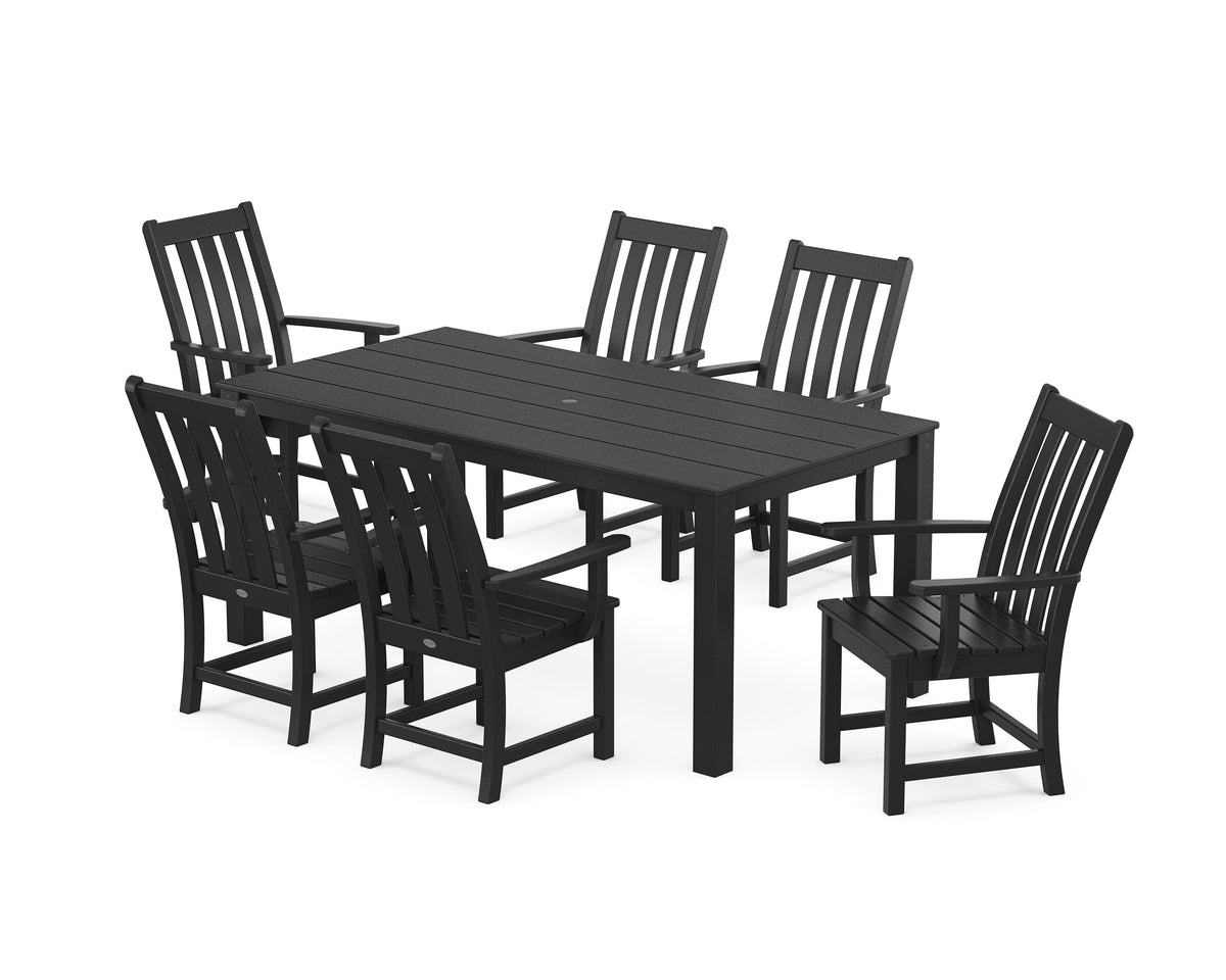 POLYWOOD Vineyard 7-Piece Parsons Arm Chair Dining Set in Black