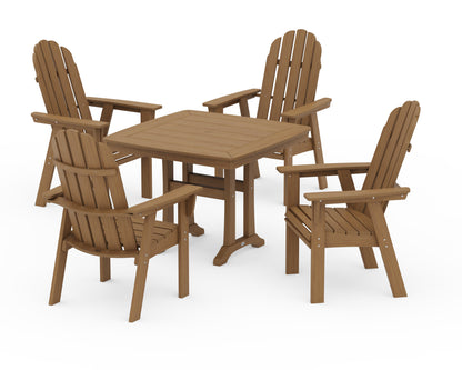 POLYWOOD Vineyard Adirondack 5-Piece Dining Set with Trestle Legs - 37" Table in Natural