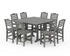 POLYWOOD Savannah Side Chair 9-Piece Square Farmhouse Counter Set with Trestle Legs in Slate Grey