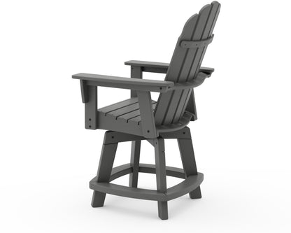 POLYWOOD Vineyard Curveback Adirondack Swivel Counter Chair angle view