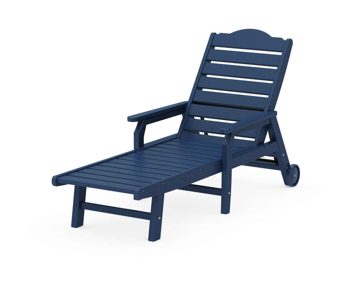 POLYWOOD Savannah Chaise with Arms and Wheels in Navy