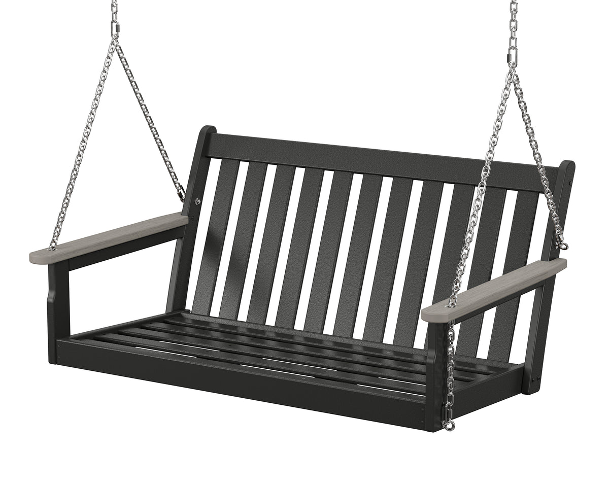 POLYWOOD Vineyard Deep Seating Swing Frame in Black / Driftwood