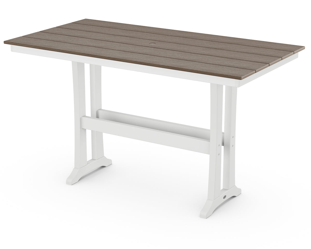 POLYWOOD Farmhouse Trestle 37" x 72" Bar Table in White / Kona